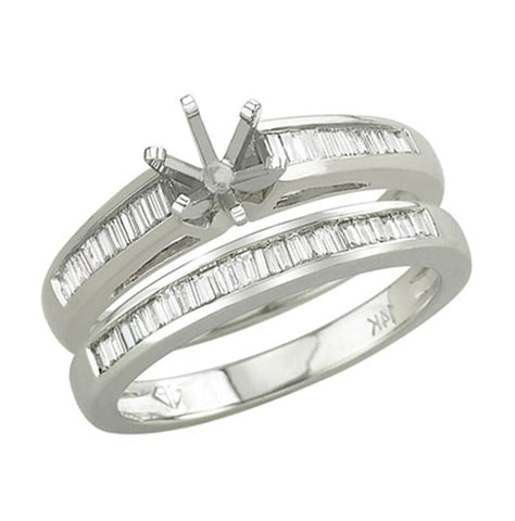 0.32 Ctw Diamond 14k White Gold Tap Baguette Shape Wedding Engagement Ring