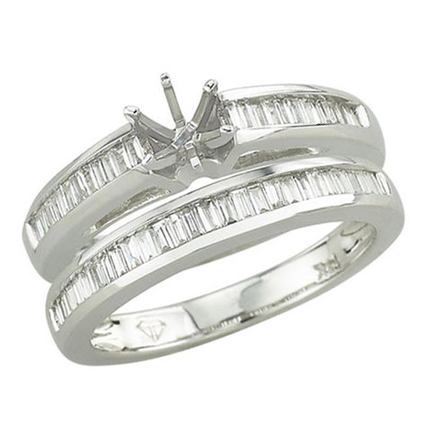 0.47 Ctw Diamond 14k White Gold Tap Baguette Shape Wedding Engagement Ring
