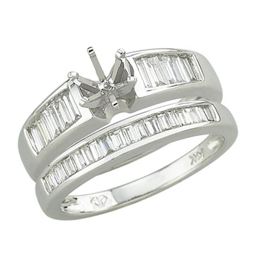0.72 Ctw Diamond 14k White Gold Tap Baguette Shape Wedding Engagement Ring
