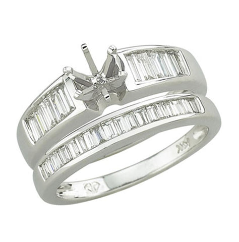 0.72 Ctw Diamond 14k White Gold Tap Baguette Shape Wedding Engagement Ring