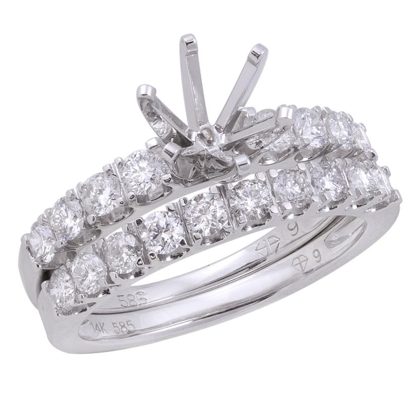 0.99 Ctw Diamond 14k White Gold Round Shape Wedding Engagement Ring