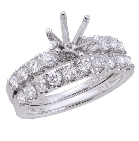 0.99 Ctw Diamond 14k White Gold Round Shape Wedding Engagement Ring