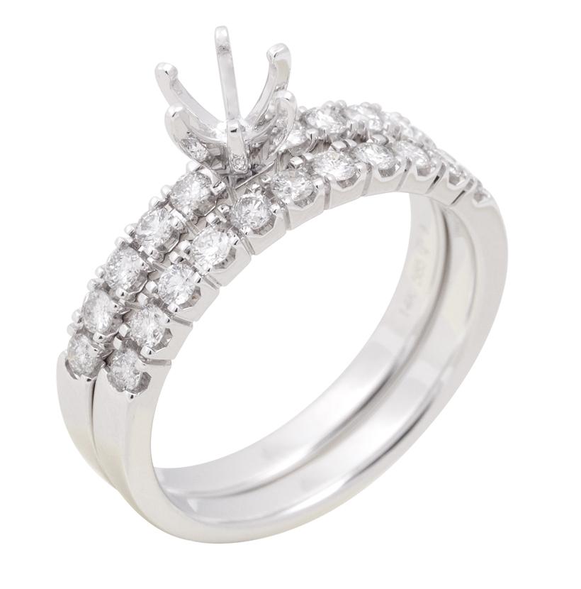 0.52 Ctw Diamond 14k White Gold Round Shape Wedding Engagement Ring