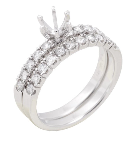 0.52 Ctw Diamond 14k White Gold Round Shape Wedding Engagement Ring