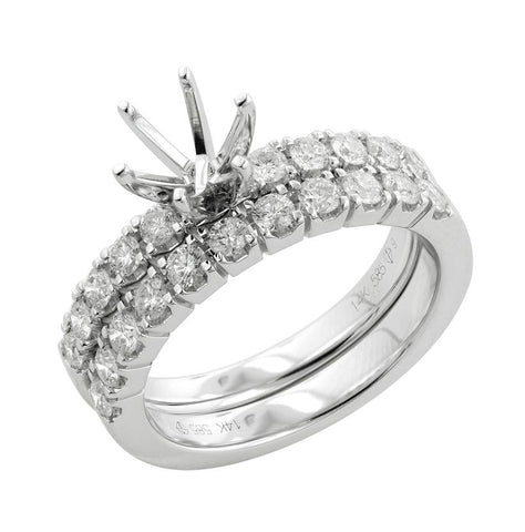 0.9 Ctw Diamond 14k White Gold Round Shape Wedding Engagement Ring