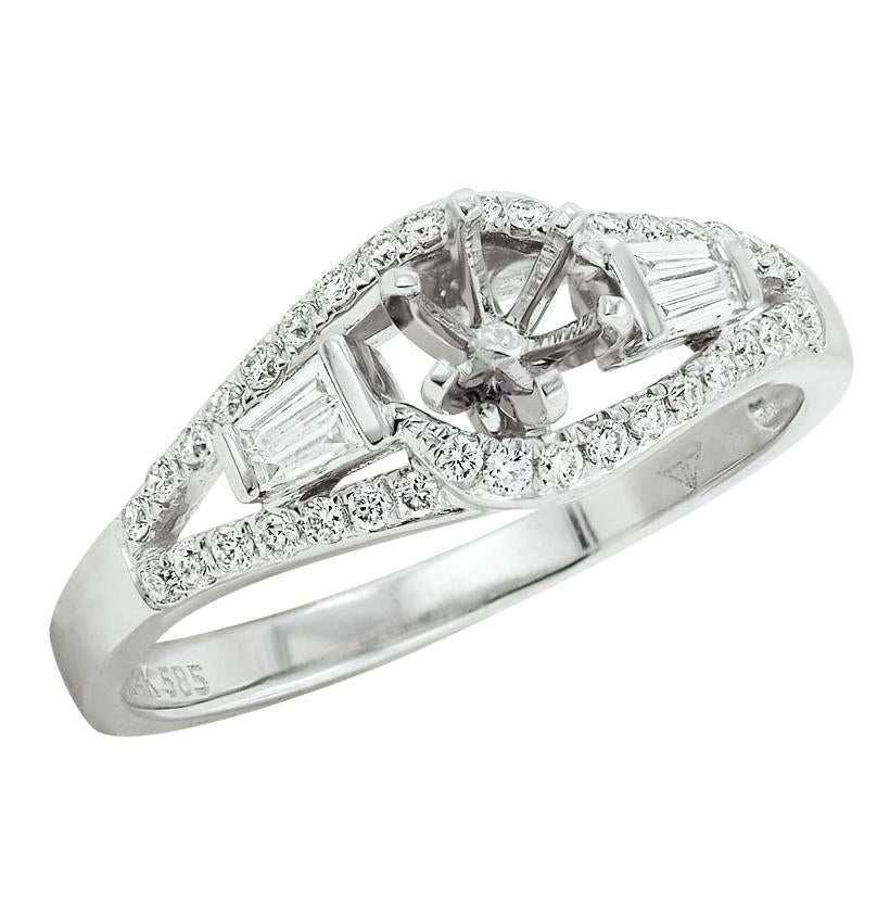 0.29 Ctw Diamond 14k White Gold Round Shape Wedding Engagement Ring