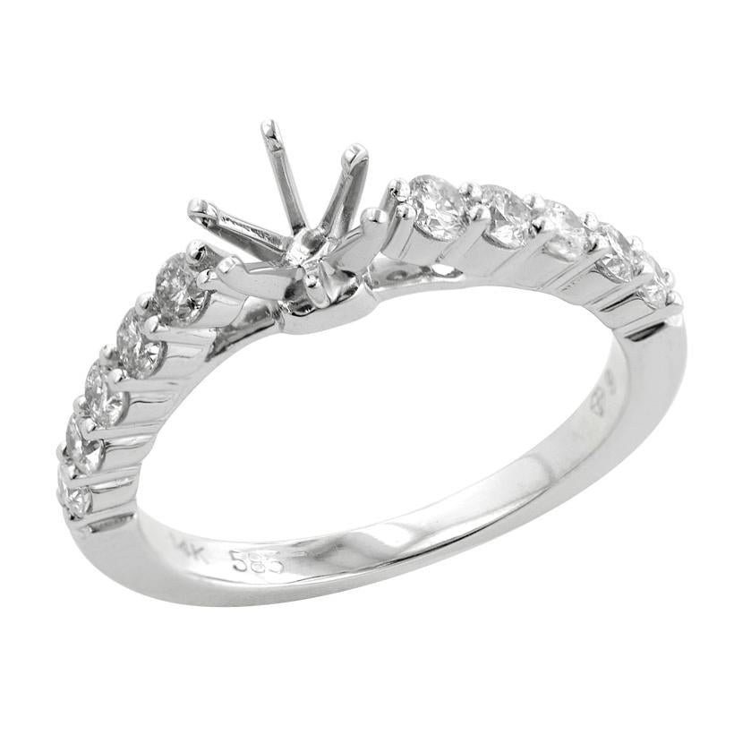 0.52 Ctw Diamond 14k White Gold Round Shape Wedding Engagement Ring