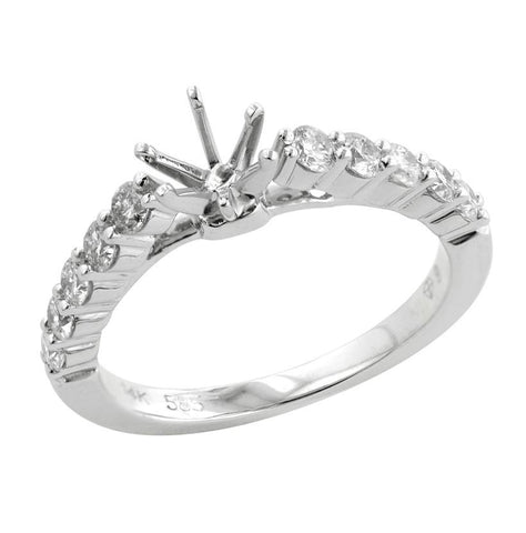 0.52 Ctw Diamond 14k White Gold Round Shape Wedding Engagement Ring