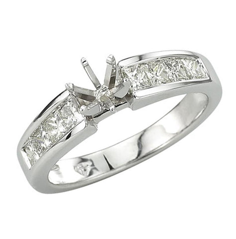 0.74 Ctw Diamond 14k White Gold Princess Shape Wedding Engagement Ring