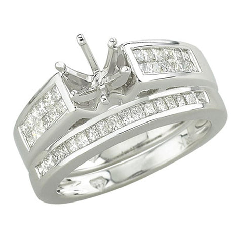 0.73 Ctw Diamond 14k White Gold Princess Shape Wedding Engagement Ring