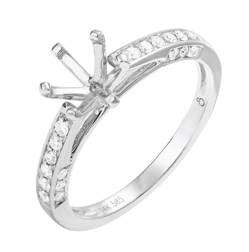 0.22 Ctw Diamond 14k White Gold Round Shape Wedding Engagement Ring