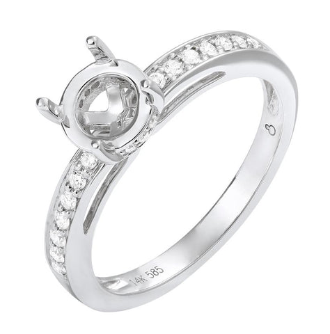 0.15 Ctw Diamond 14k White Gold Round Shape Wedding Engagement Ring