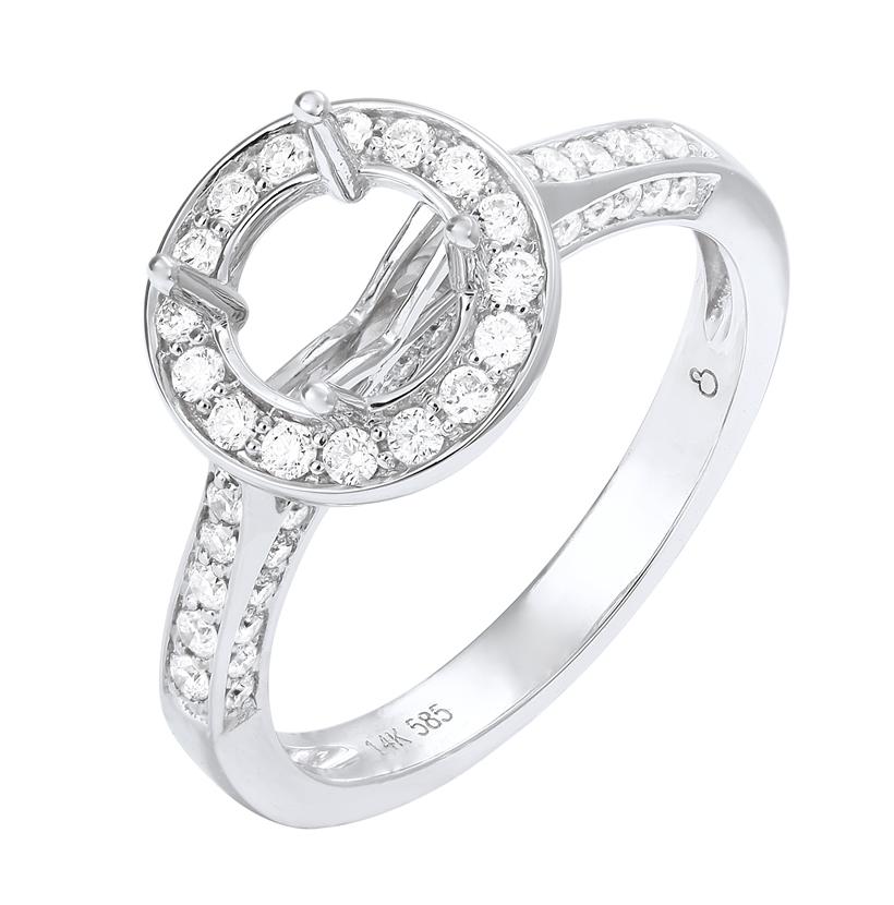 0.48 Ctw Diamond 14k White Gold Round Shape Wedding Engagement Ring