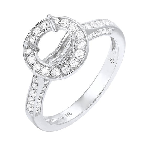 0.48 Ctw Diamond 14k White Gold Round Shape Wedding Engagement Ring