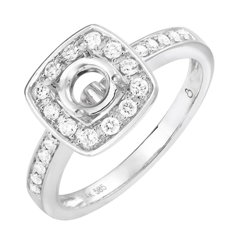 0.29 Ctw Diamond 14k White Gold Round Shape Wedding Engagement Ring