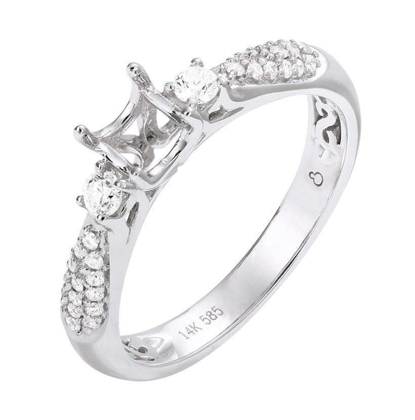 0.2 Ctw Diamond 14k White Gold Round Shape Wedding Engagement Ring