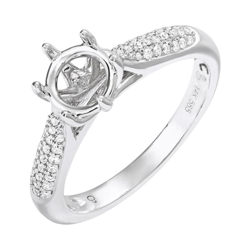 0.16 Ctw Diamond 14k White Gold Round Shape Wedding Engagement Ring