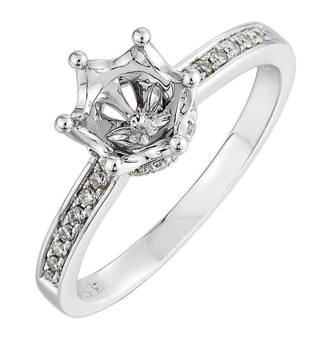 0.16 Ctw Diamond 14k White Gold Round Shape Wedding Engagement Ring