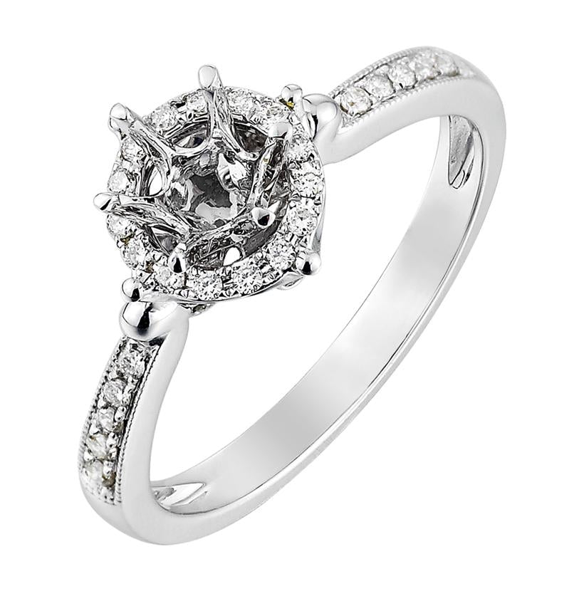 0.2 Ctw Diamond 14k White Gold Round Shape Wedding Engagement Ring