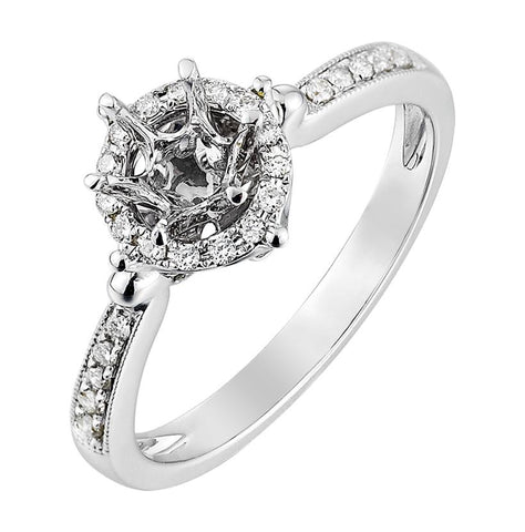 0.2 Ctw Diamond 14k White Gold Round Shape Wedding Engagement Ring