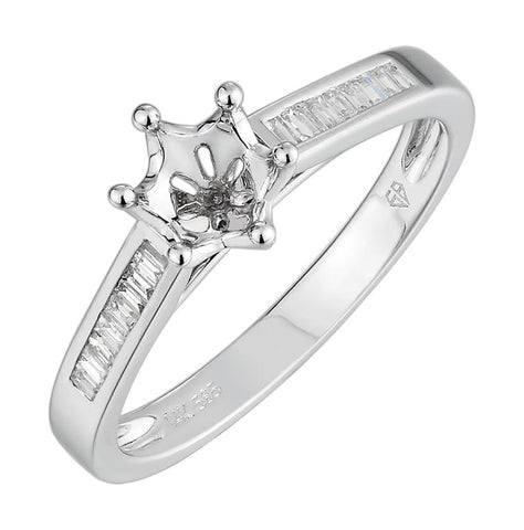 0.15 Ctw Diamond 14k White Gold Tap Baguette Shape Wedding Engagement Ring