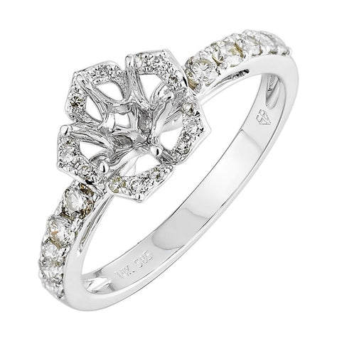 0.35 Ctw Diamond 14k White Gold Round Shape Wedding Engagement Ring