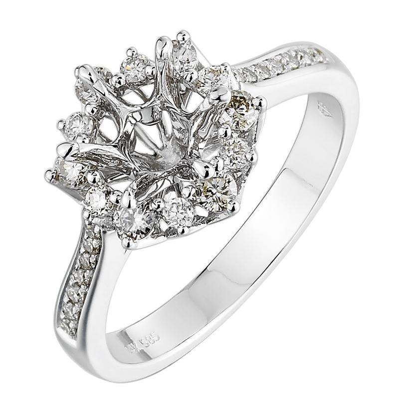 0.37 Ctw Diamond 14k White Gold Round Shape Wedding Engagement Ring