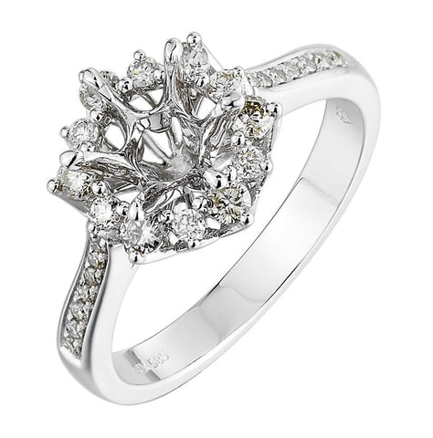 0.37 Ctw Diamond 14k White Gold Round Shape Wedding Engagement Ring