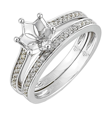 0.18 Ctw Diamond 14k White Gold Round Shape Wedding Engagement Ring