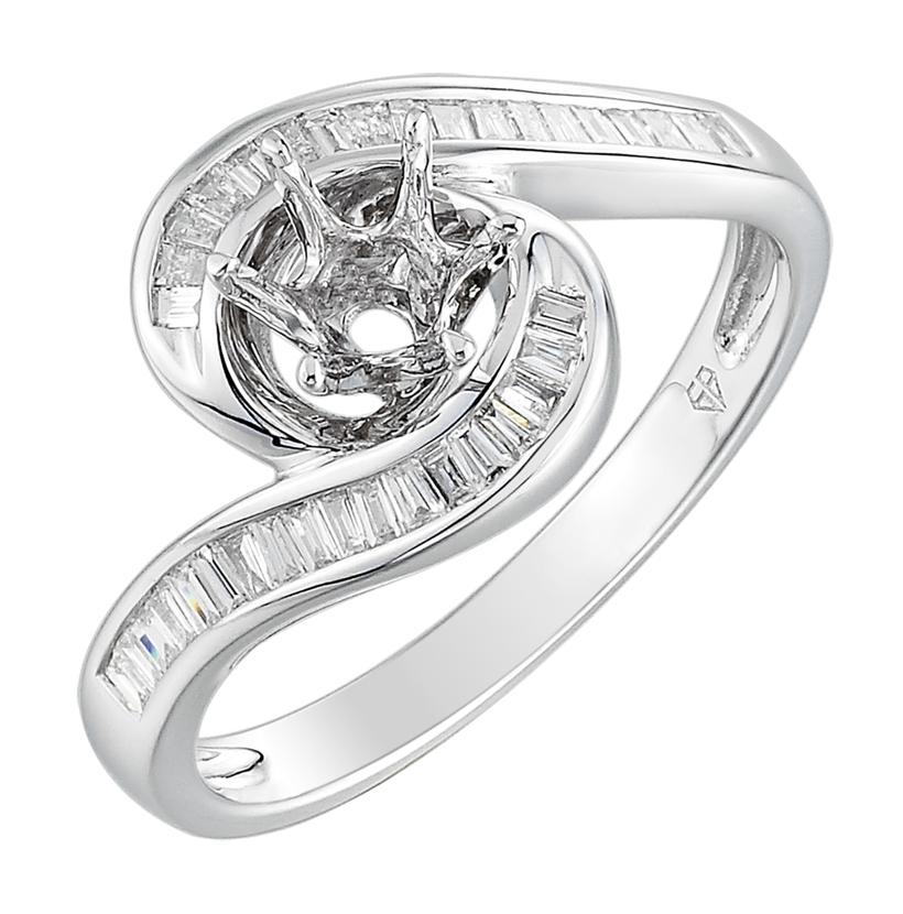 0.27 Ctw Diamond 14k White Gold Tap Baguette Shape Wedding Engagement Ring