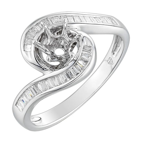 0.27 Ctw Diamond 14k White Gold Tap Baguette Shape Wedding Engagement Ring