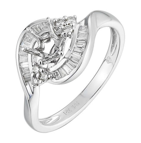 0.25 Ctw Diamond 14k White Gold Round Shape Wedding Engagement Ring