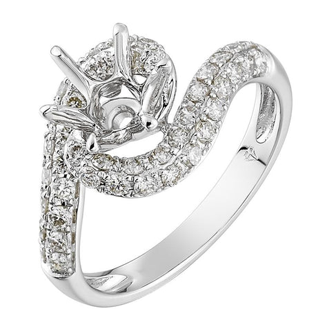 0.7 Ctw Diamond 14k White Gold Round Shape Wedding Engagement Ring