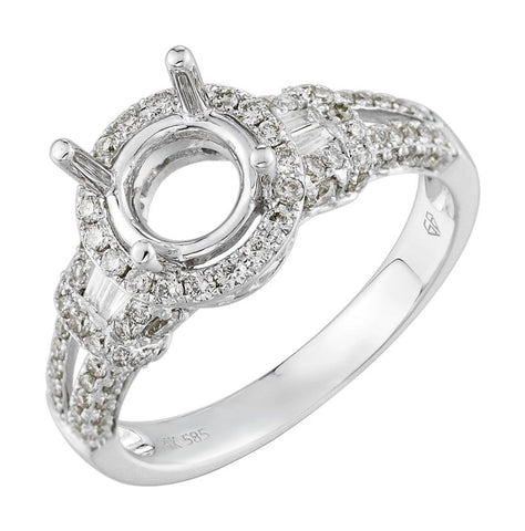 0.54 Ctw Diamond 14k White Gold Round Shape Wedding Engagement Ring