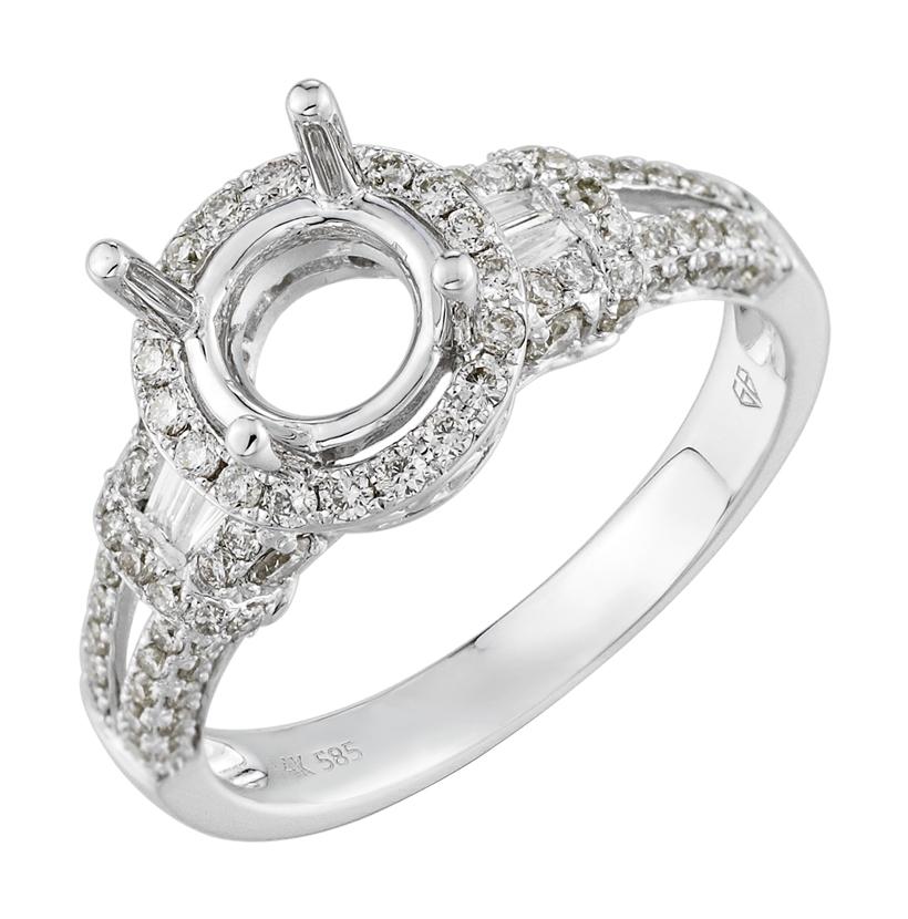 0.54 Ctw Diamond 14k White Gold Round Shape Wedding Engagement Ring