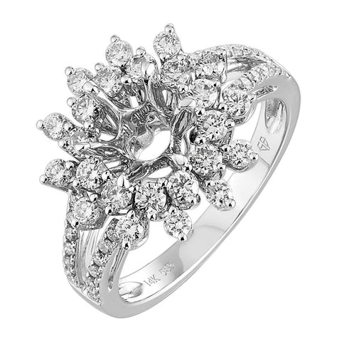 0.83 Ctw Diamond 14k White Gold Round Shape Wedding Engagement Ring