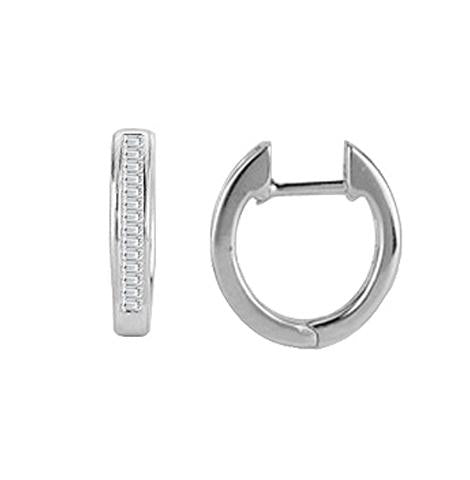 0.24 Ctw Diamond 14k White Gold Tap Baguette Shape Womens Diamond Earrings