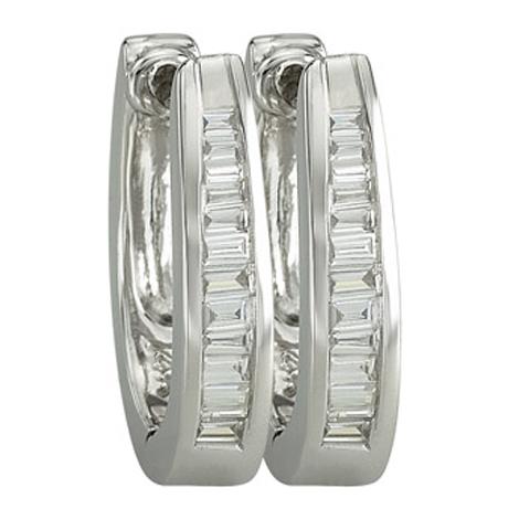 0.24 Ctw Diamond 14k White Gold Tap Baguette Shape Womens Diamond Earrings