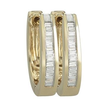 0.24 Ctw Diamond 14k Yellow Gold Tap Baguette Shape Womens Diamond Earrings