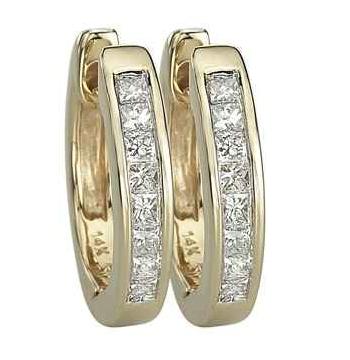 0.24 Ctw Diamond 14k Yellow Gold Princess Shape Womens Diamond Earrings