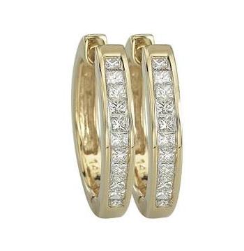 0.49 Ctw Diamond 14k Yellow Gold Princess Shape Womens Diamond Earrings