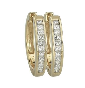 0.49 Ctw Diamond 18k Yellow Gold Princess Shape Womens Diamond Earrings