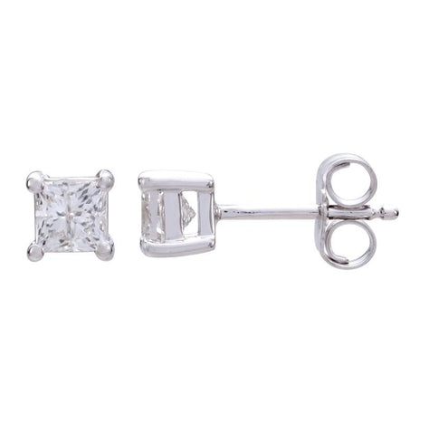 0.48 Ctw Diamond 14k White Gold Princess Shape Womens Diamond Earrings