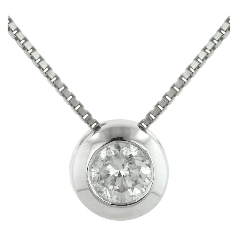 0.14 Ctw Diamond 14k White Gold Round Shape Womens Diamond Necklace