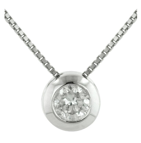 0.14 Ctw Diamond 14k White Gold Round Shape Womens Diamond Necklace