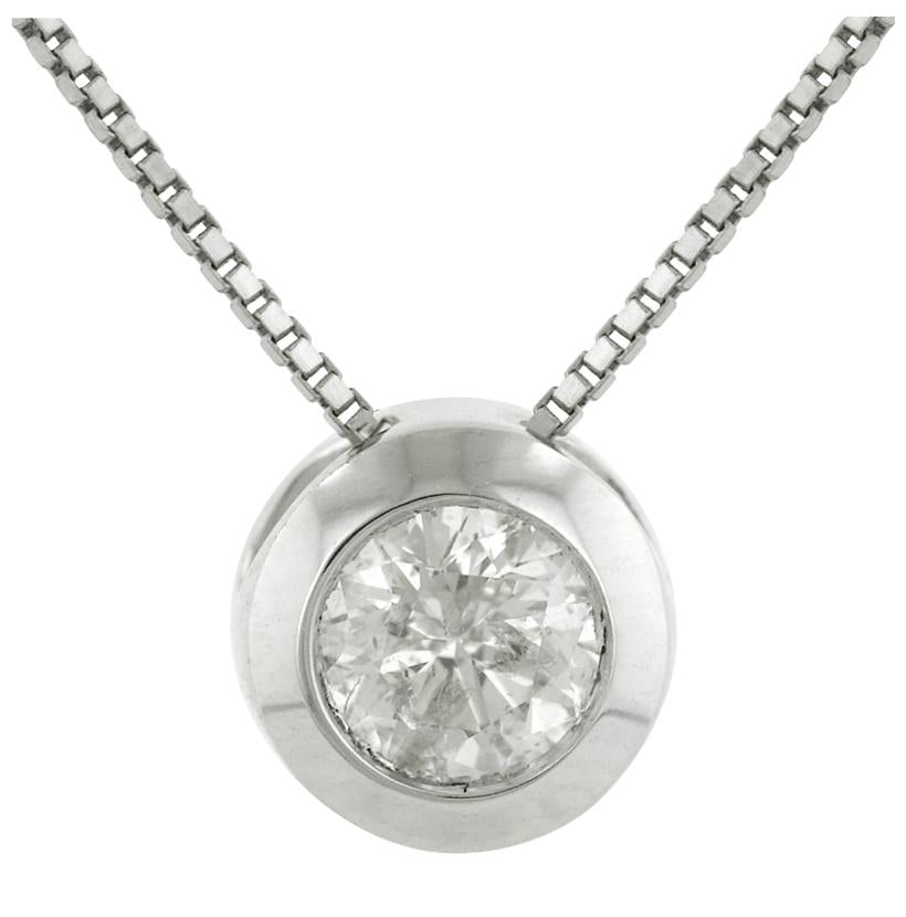 0.24 Ctw Diamond 14k White Gold Round Shape Womens Diamond Necklace