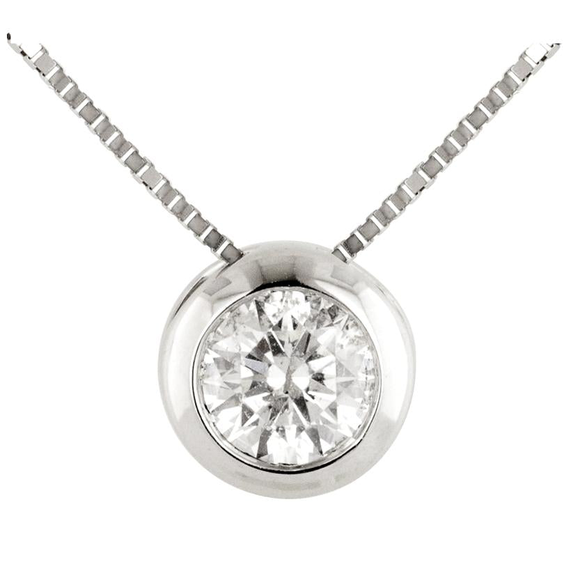 0.32 Ctw Diamond 14k White Gold Round Shape Womens Diamond Necklace