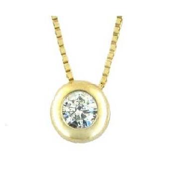 0.09 Ctw Diamond 14k Yellow Gold Round Shape Womens Diamond Necklace