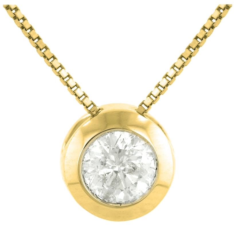 0.14 Ctw Diamond 14k Yellow Gold Round Shape Womens Diamond Necklace