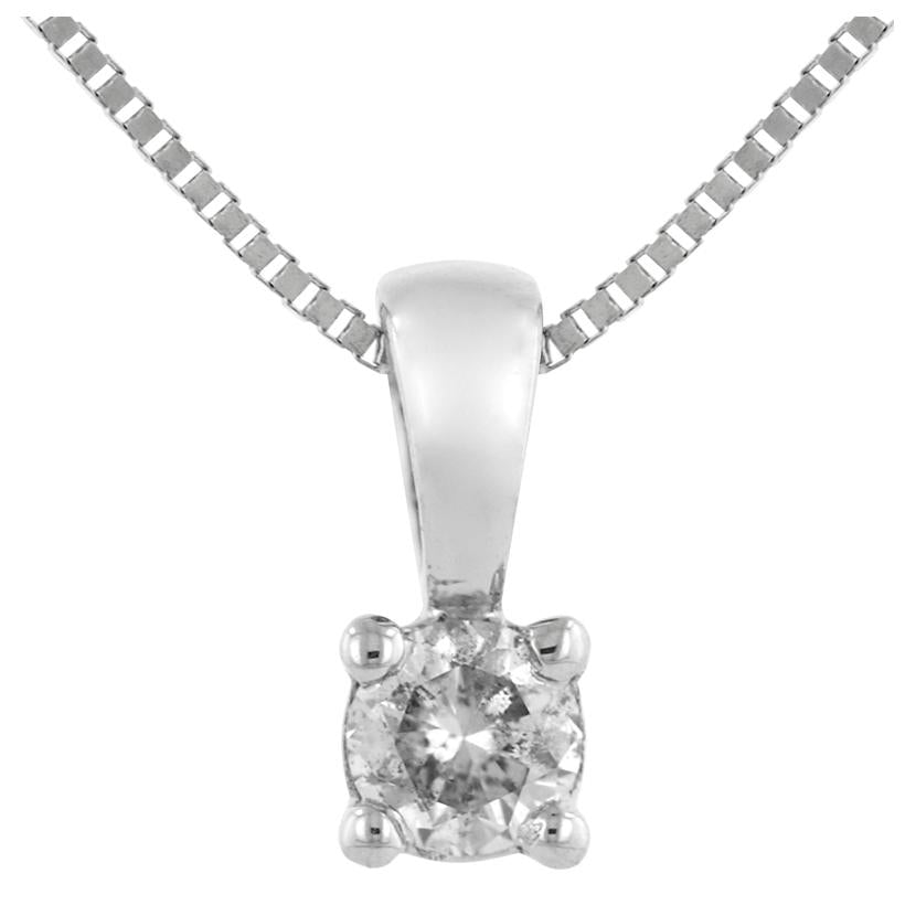 0.09 Ctw Diamond 14k White Gold Round Shape Womens Diamond Necklace Pendant With 16 Inch Chain